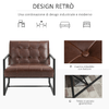 HOMCOM-Poltrona-Imbottita-Stile-Industriale-Trapuntata-a-Bottoni-Arredamento-Moderno-Poltroncina-da-Ingresso-in-Metallo-e-PU-75x81x78cm-Marrone