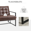 HOMCOM-Poltrona-Imbottita-Stile-Industriale-Trapuntata-a-Bottoni-Arredamento-Moderno-Poltroncina-da-Ingresso-in-Metallo-e-PU-75x81x78cm-Marrone