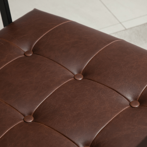 HOMCOM-Poltrona-Imbottita-Stile-Industriale-Trapuntata-a-Bottoni-Arredamento-Moderno-Poltroncina-da-Ingresso-in-Metallo-e-PU-75x81x78cm-Marrone