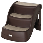 PawHut Scaletta per Cani Pieghevole con 3 Gradini Antiscivolo in PP, 49x38x38 cm, Marrone