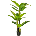 HOMCOM-Banano-Pianta-in-Vaso-Albero-di-Banano-Artificiale-Pianta-Finta-per-Interno-ed-Esterno-150cm