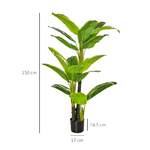 HOMCOM-Banano-Pianta-in-Vaso-Albero-di-Banano-Artificiale-Pianta-Finta-per-Interno-ed-Esterno-150cm