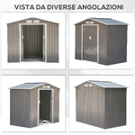 Outsunny-Casetta-da-Giardino-Porta-Utensili-in-Lamiera-con-Porte-Scorrevoli-213x130x185cm-Grigio