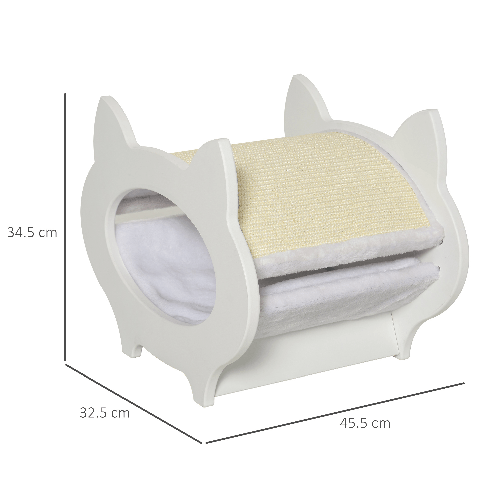 PawHut-Casetta-Cuccia-per-Gatti-in-Legno-con-Tiragraffi-Cuscino-e-Rivestimento-Peluche