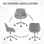 Vinsetto-Sedia-da-Ufficio-Ergonomica-Girevole-con-Altezza-Regolabile-e-Ruote-Rivestimento-in-Velluto---Grigio