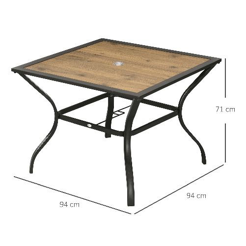 Outsunny-Tavolo-da-Giardino-Marrone-per-4-Persone-con-Foro-Centrale-per-Ombrellone-94L-x-94P-x-71A-cm