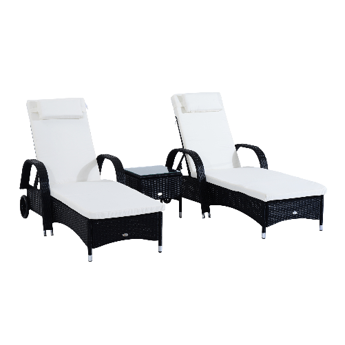 Outsunny-Set-Mobili-da-Giardino-2-Sedie-a-Sdraio-e-Tavolino-3pz-Lettino-Prendisole-Rotelle-Reclinabile-Rattan-Nero