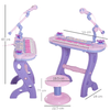 HOMCOM-Pianola-per-Bambini-a-37-tasti-con-Sgabello-e-Microfono-12-Strumenti-e-22-Musiche-Registrazione-MP3-e-Karaoke-Rosa