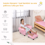 HOMCOM-Poltroncina-per-Bambini-con-Poggiapiedi-Estraibile-Struttura-in-Legno-con-Imbottitura-57x42x45cm-Rosa-e-Bianco