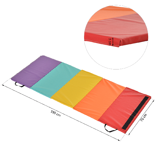 HOMCOM-Tappetino-Fitness-Yoga-per-Palestra-e-Casa-con-5-Pannelli-Colorati-e-Pieghevoli-Imbottitura-in-EPE-195x76x3-cm