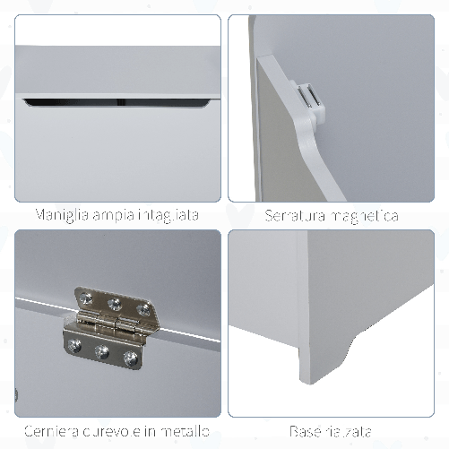 HOMCOM-Cassapanca-Portagiochi-in-Legno-Panca-Contenitore-per-Cameretta-Coperchio-con-Pistone-Pneumatico-60x40x48cm-Grigio