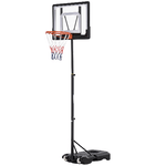 HOMCOM Canestro Basket Altezza Regolabile 160-210cm, Struttura in Acciaio e Base con Ruote, Tabellone in PE Trasparente