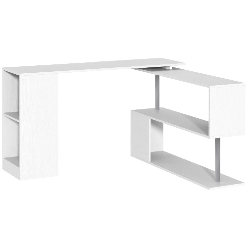 Scrivania da Ufficio con Libreria in Legno Bianco 120x55x120 cm