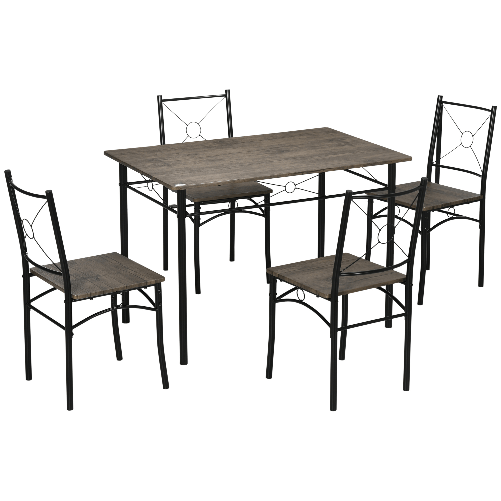 HOMCOM-Tavolo-da-Pranzo-con-4-Sedie-Set-5-Pezzi-in-MDF-e-Metallo-per-Sala-da-Pranzo-Cucina-Soggiorno-e-Bar