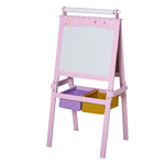 HOMCOM-Lavagnetta-con-Cavalletto-per-Bambini-3-in-1-e-con-Rullo-Fogli-di-Carta-in-Legno-Rosa