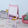 HOMCOM-Lavagnetta-con-Cavalletto-per-Bambini-3-in-1-e-con-Rullo-Fogli-di-Carta-in-Legno-Rosa