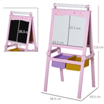 HOMCOM-Lavagnetta-con-Cavalletto-per-Bambini-3-in-1-e-con-Rullo-Fogli-di-Carta-in-Legno-Rosa