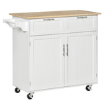 HOMCOM Carrello da Cucina Multiuso in Legno con 2 Cassetti, 104x46x91cm - Bianco