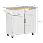 HOMCOM-Carrello-da-Cucina-Multiuso-in-Legno-con-2-Cassetti-104x46x91cm---Bianco