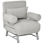 HOMCOM Poltrona Letto Singolo con Schienale Reclinabile 5 Livelli e Cuscino Extra, 73x60x81cm, Grigio