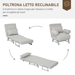 HOMCOM-Poltrona-Letto-Singolo-con-Schienale-Reclinabile-5-Livelli-e-Cuscino-Extra-73x60x81cm-Grigio