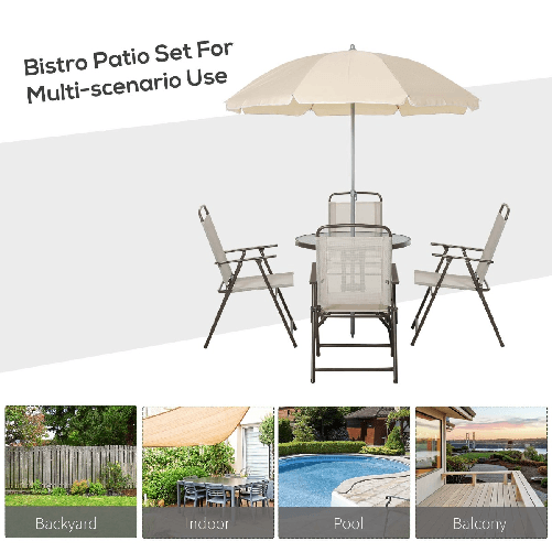 Outsunny-6-pz-Set-Mobili-da-Giardino-in-Tubi-d-Acciaio---Tavolo-da-Giardino-con-Sedie-e-Ombrellone-Crema