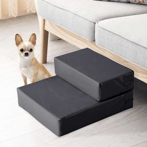 PawHut-Scaletta-per-Cani-Materassino-2-in-1-in-PU-e-Gommapiuma-45x39x20cm-Nero