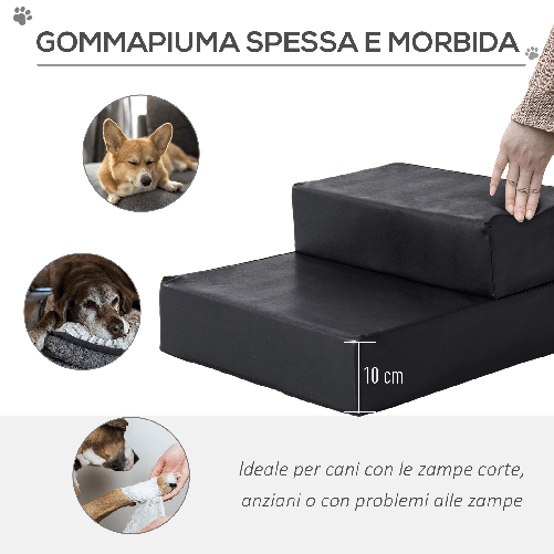 PawHut-Scaletta-per-Cani-Materassino-2-in-1-in-PU-e-Gommapiuma-45x39x20cm-Nero