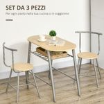 HOMCOM-Set-da-Pranzo-Salvaspazio-da-3-Pezzi-con-Tavolo-da-Pranzo-Ovale-con-Ripiano-e-2-Sedie-in-MDF-e-Acciaio