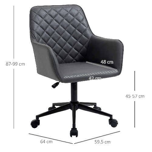 Vinsetto-Sedia-da-Ufficio-Ergonomica-Poltroncia-Girevole-in-Similpelle-con-Braccioli-e-Ruote-Altezza-Regolabile-Grigio