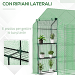 Outsunny-Serra-da-Giardino-con-Scaffali-Copertura-in-PE-e-Porta-Avvolgibile-143x138x190-cm-Verde