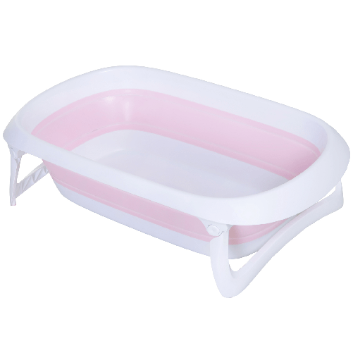 HOMCOM-Vaschetta-Bagnetto-per-Neonati-Antiscivolo-Pieghevole-con-Scarico-dell-Acqua-Rosa