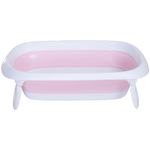 HOMCOM-Vaschetta-Bagnetto-per-Neonati-Antiscivolo-Pieghevole-con-Scarico-dell-Acqua-Rosa