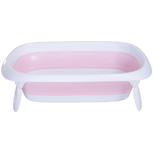 HOMCOM-Vaschetta-Bagnetto-per-Neonati-Antiscivolo-Pieghevole-con-Scarico-dell-Acqua-Rosa