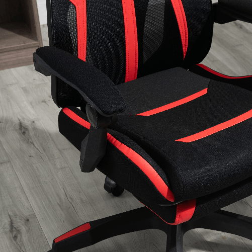 Vinsetto-Sedia-da-Ufficio-Ergonomica-Altezza-Regolabile-Poltrona-con-Schienale-Reclinabile-e-Poggiapiedi-65x65x119-129cm-Nero-Rosso