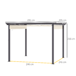 Outsunny-Gazebo-Pergola-da-Giardino-3x3m-con-Tenda-Retrattile-in-Alluminio-e-Poliestere-Bianco-Crema