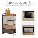 HOMCOM-Cassettiera-5-Cassetti-in-Tessuto-e-Ripiano-rigido-58x29x99cm-legno