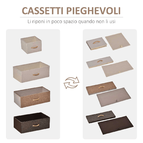 HOMCOM-Cassettiera-5-Cassetti-in-Tessuto-e-Ripiano-rigido-58x29x99cm-legno