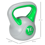 SPORTNOW-Kettlebell-16kg-in-PU-e-Sabbia-con-Base-Piatta-e-Impugnatura-per-Stacchi-Squat-e-Sollevamenti-26x18x32-cm-Verde