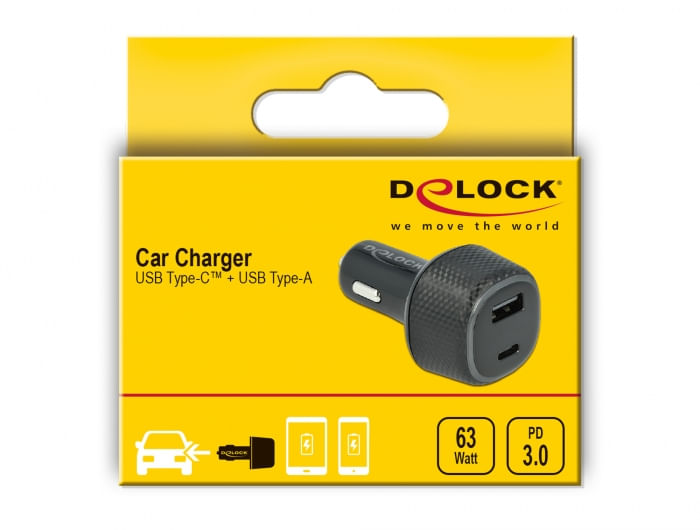 Delock-Caricabatterie-per-auto-USB-Type-C-PD-3.0-e-USB-Type-A-con-63-W