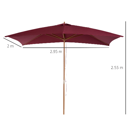 Outsunny-Ombrellone-2x3-m-da-Giardino-Impermeabile-a-8-Stecche-in-Legno-e-Bambu-Bordeaux