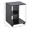 HOMCOM-Tavolino-da-Salotto-a-C-con-2-Ripiani-Aperti-e-4-Ruote-Girevoli-45x35x58-cm-Nero