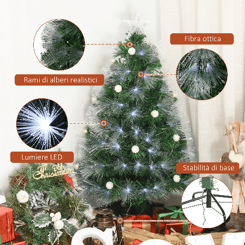 HOMCOM-Albero-di-Natale-Artificiale-150cm-con-180-Rami-Albero-di-Natale-con-Luci-a-LED-e-Fibre-Ottiche-Base-Pieghevole-Rimovibile