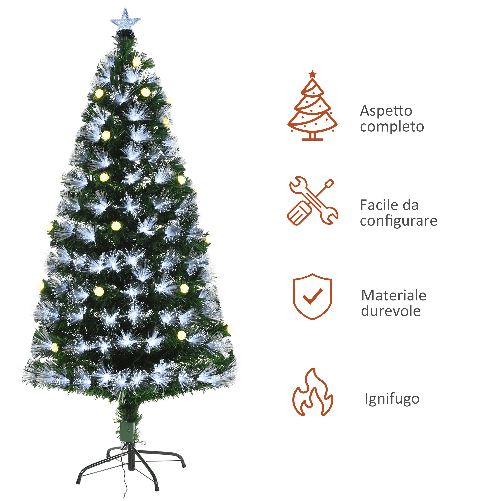 HOMCOM-Albero-di-Natale-Artificiale-150cm-con-180-Rami-Albero-di-Natale-con-Luci-a-LED-e-Fibre-Ottiche-Base-Pieghevole-Rimovibile