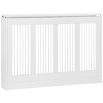 HOMCOM Copritermosifone a Doghe Moderno ed Elegante per la Casa, in MDF e Acciaio, 120x18x84cm, Bianco