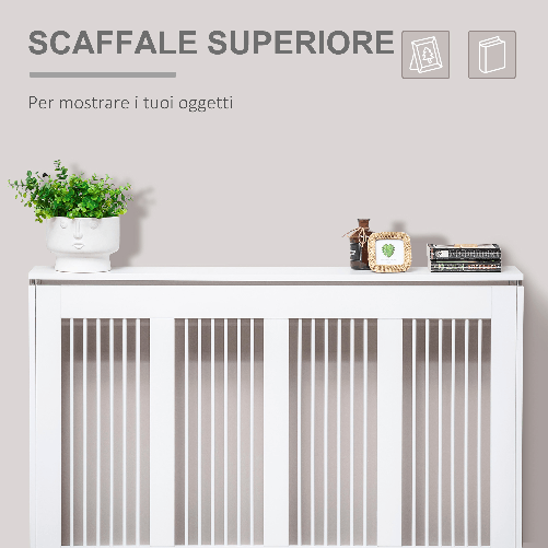 HOMCOM-Copritermosifone-a-Doghe-Moderno-ed-Elegante-per-la-Casa-in-MDF-e-Acciaio-120x18x84cm-Bianco