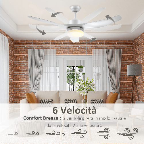 HOMCOM-Ventilatore-da-Soffitto-con-Luce-LED-a-3-Modalita-con-Telecomando-6-Velocita-Φ132x40cm