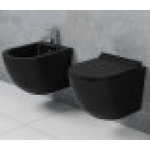 Coppia di sanitari wc e bidet sospesi ceramica nera SICENA ROUNDED