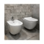 Coppia di sanitari wc e bidet sospesi ceramica SICENA ROUNDED