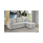 Divano letto contenitore, reversibile angolare, led, ecopelle bianco chaise longue Sicorage Tuky